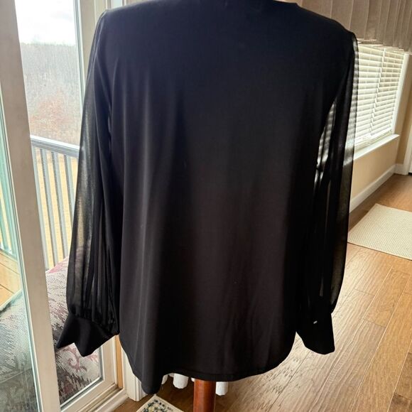 CALVIN KLEIN BLOUSE SHEER SLEEVE - Picture 2 of 6